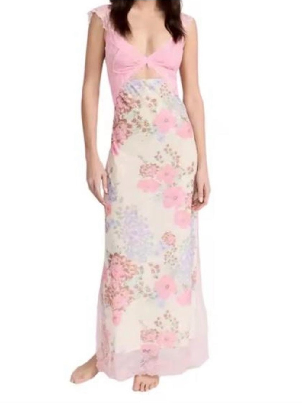 REVOLVE Pink and Cream Floral Maxi Dress